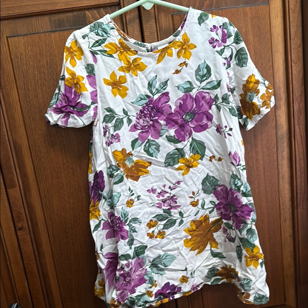 Old Navy White and Purple Floral Tunic Dress